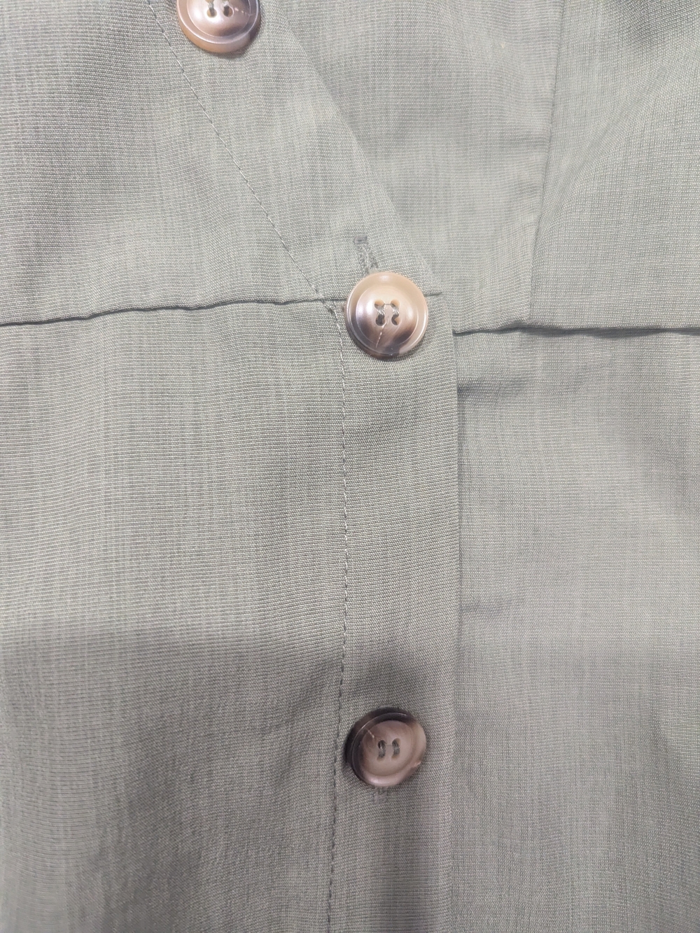 Sleeveless Olive Midi Dress with Button Front - Picture 3 of 5